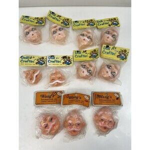 Lot 11 VTG 70s Wang's International Doll Head Santa Clause Grandpa Rubber 2 7/8”